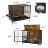VisioGear Dog Crate with Multi-Purpose Rremovable Ttray, Double-Door, lift Panel and Height Adjustable Feeding Bowls, Grey,  37.8"*23.62"*31.5" - 3 of 4