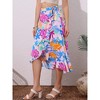 INSPIRE CHIC Women's Tropical Floral Print Ruffle Self-Tie Knot Split Beach Wrap Midi Skirt - 2 of 4