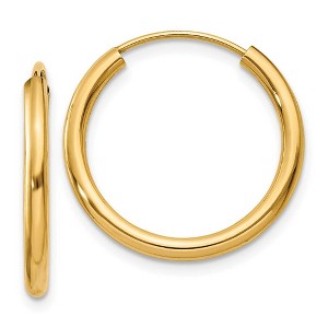 Black Bow Jewelry 2mm x 21mm 14k Yellow Gold Polished Round Endless Hoop Earrings - 1 of 4