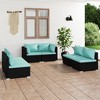 vidaXL Patio Lounge Set (6 Piece) - Made of Poly Rattan in Black, Cushions Included - Modular Design, Sturdy Steel Frame, Water-Resistant - 2 of 4