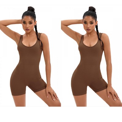 INSPIRE CHIC 2 Pcs Women's U Neck Full Scoop Neck Bodysuit Hollow Back Butt Lifter Body Shapers