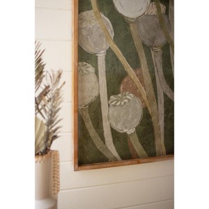 Wall Art, Framed Poppy Print Under Glass 39.5"H – Green & Brown Botanical Wall Decor by Kalalou - 1 of 3