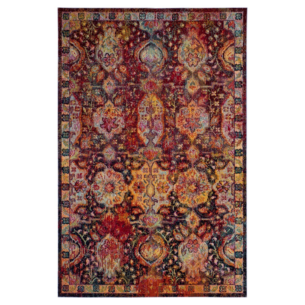 Navy/Orange Medallion Loomed Area Rug 5'x8' - Safavieh