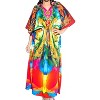 LA LEELA Women's House Daily Routine Evening Wear Loungewear Cover Up Slit Dress Long Home Wear Maxi Dresses Caftans for Women 2X-3X Multi,Abstract - 3 of 4