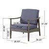 GDFStudio Daniel Patio Acacia Wood Club Chairs with Cushions (Set of 2) - 3 of 4