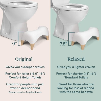 Tall White Bamboo Ergonomic Bathroom Stool