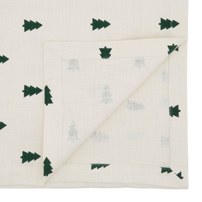 Ivory Cotton Christmas Tree Table Runner, 14" x 90"