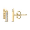 14k Yellow Gold Plated .925 Sterling Silver Diamond Accent Bar Stud Earrings - 4 of 4