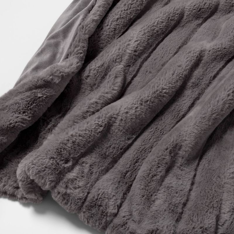 Textured Faux Fur Reversible Throw Blanket - Threshold™, 4 of 9