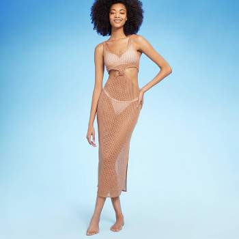 Women's Cut Out Crochet Cover Up Dress - Shade & Shore™ Light Brown