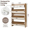 QingMoon Narrow Modern Shoe Cabinet, with 2 Slide Drawers & 3 Flip Drawers, Open Top, Entryway/Hallway Storage Organizer for Apartment, Living Room - 3 of 4