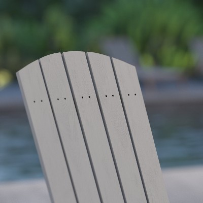 Gray Poly Resin Folding Adirondack Lounge Chairs with Arms