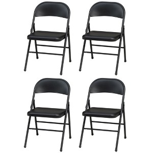 MECO Sudden Comfort All-Steel Folding Chair Set with Steel Frame and Contoured Backrest for Indoor or Outdoor Events, Black Lace (Set of 4) - 1 of 4