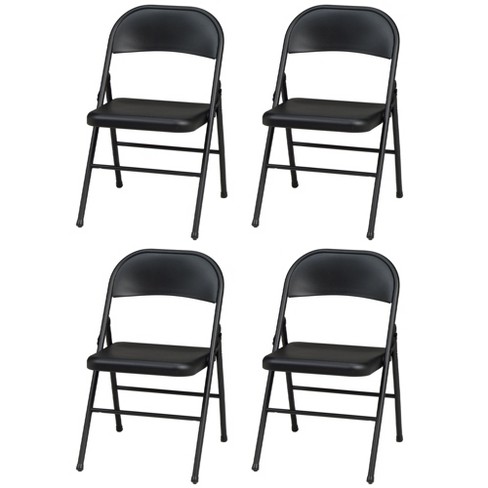 MECO Sudden Comfort All-Steel Folding Chair Set with Steel Frame and Contoured Backrest for Indoor or Outdoor Events, Black Lace (Set of 4) - image 1 of 3