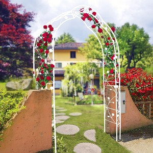 Metal Garden Arch Assemble Freely with 8 Styles Garden Arbor Trellis Climbing Plants Support Rose Arch Black - 1 of 4