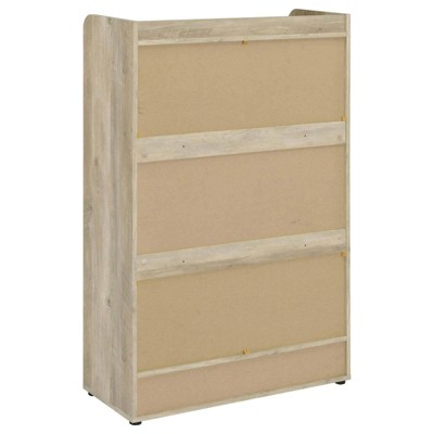 Beige and Gray 3-Tier Modern Wood Shoe Cabinet