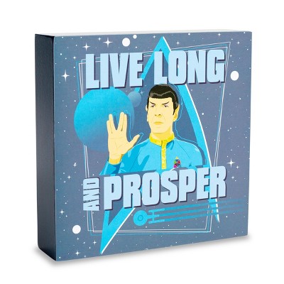 Silver Buffalo Star Trek Spock "Live Long and Prosper" Wooden Box Sign | 6 x 6 Inches