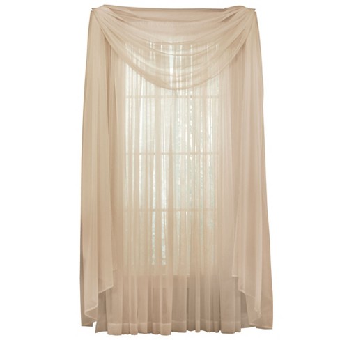 Collections Etc Decorative Sheer Fabric Rod Pocket Top Window Curtain Panel,  Single Panel, 59 X 84 Taupe : Target