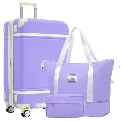 3-Piece Hardshell Luggage Set,Lightweight Expandable Suitcase Sets Includes Double Spinner 28In,Travel Duffel Bag, Toiletry Bag-Cuddlewood