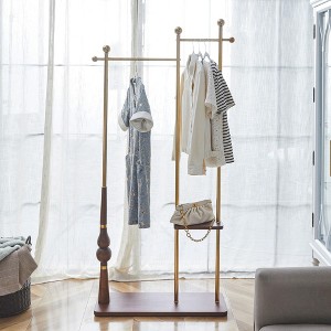 NAYSAYE Industrial Coat Rack Solid Wood and Stainless Steel Double Layer Hanger for Entryway Bedroom or Living Room, Wood, 31.5"*11.8"*70" - 1 of 4