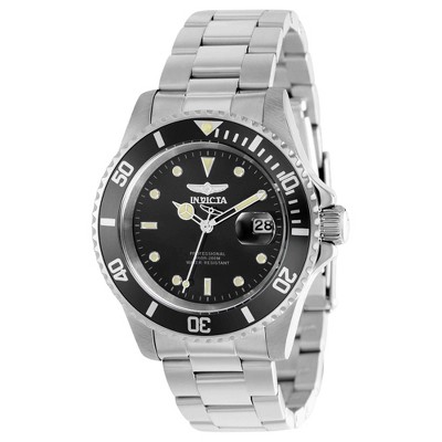 Invicta 37155 Men's Pro Diver Silver Tone, Black Bezel Quartz Watch