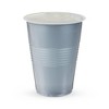 True Silver Plastic Cups, Disposable Plastic Drinking Glasses, Party Cups for Adults, 16oz Silver Set of 24 - 4 of 4