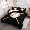 Acoinel 3 Pcs Baseball Lightwight Ultra Soft Comforter Set with 2 Pillowcases, Black - 2 of 4