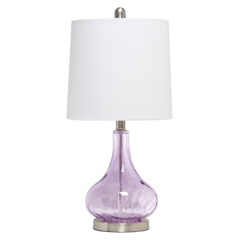 Rippled Glass Table Lamp With Fabric Shade Purple Lalia Home