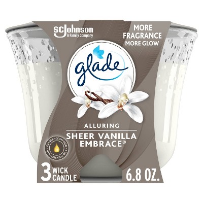 Glade 3 Wick Candles Sheer Vanilla Embrace - 6.8oz