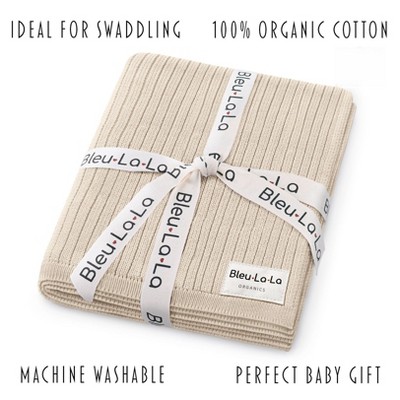 Oatmeal Ribbed Organic Cotton Baby Swaddle Blanket