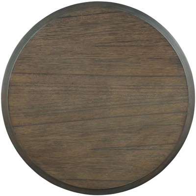 Special Reserve Finish 24" Round Wood & Metal End Table with Storage