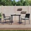 vidaXL 3 Piece Patio Dining Set with Cushions in Black, Outdoor Poly Rattan and Steel Furniture for Garden, Patio - Includes Table and Chairs - 2 of 4