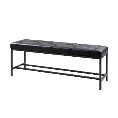 Jakob 50" Wide Contemporary Upholstered Faux Leather Bench with Button-tufted|ARTFUL LIVING DESIGN