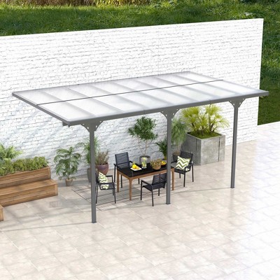 Gray Aluminum and Polycarbonate 16.5' x 10' Pergola with UV Blocking Awning