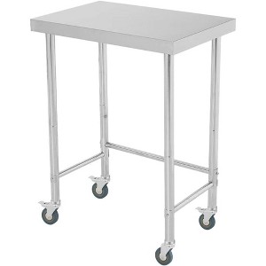 Silver Stainless Steel Utility Work Tables  with Open Base Single Tier, Kitchen Prep Table for Restaurant, Garage, Workshop - 1 of 4