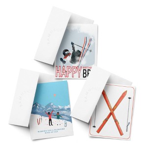 Birthday Greeting Card Pack (3ct) "Skier, Bluebird, Skis" by Ramus & Co - 1 of 4