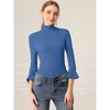 INSPIRE CHIC Women's Ruffle Sleeves Pullover Turtleneck Slim Fit Stretchy Knit Sweater - 3 of 4