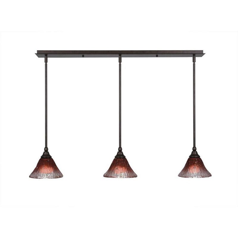Toltec Lighting Any 3 - Light Chandelier in  Bronze with 7" Raspberry Crystal Shade, 1 of 2