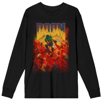 Doom Doomguy Cover Art Men's Black Long Sleeve Shirt