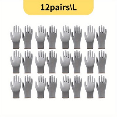 Paaaawaters 12pairs Work Gloves for Men Women Non-slip, Black Polyurethane Coating, Garden Yard Gloves, Industrial Protective Work Gloves