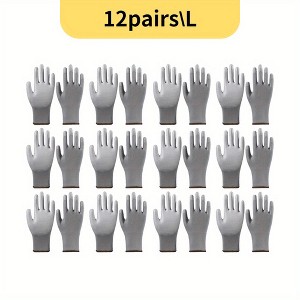 Paaaawaters 12pairs Work Gloves for Men Women Non-slip, Black Polyurethane Coating, Garden Yard Gloves, Industrial Protective Work Gloves - 1 of 4