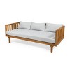 Outdoor Patio 3 Seater Daybed,Waterproof Fabric Upholstered Sofa Bed With Acacia Wood Frame,Indoor Wooden Armrests Sofa Bed-Coolbibila - 3 of 4