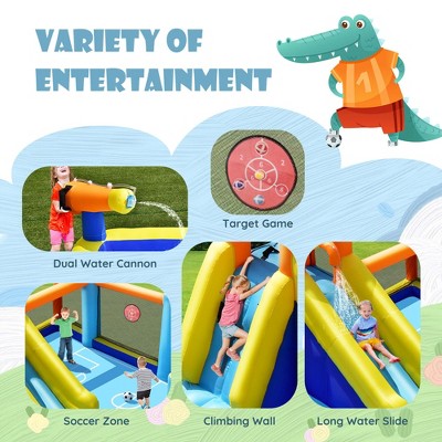 Giant Blue and Yellow Inflatable Soccer Water Slide Bouncer