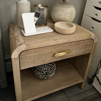 Zebrina Wood Nightstand With Drawer Natural - Threshold™ : Target