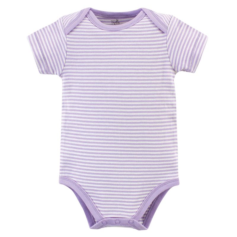 Touched by Nature Baby Girl Organic Cotton Bodysuits 5pk, Lavender, 6 of 8