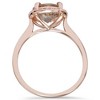 Pompeii3 1 3/4 CT Morganite & Diamond Cushion Halo 14K Rose Gold Ring - Size 9.5 - 2 of 4