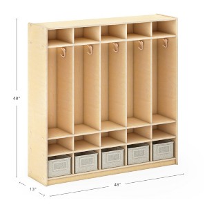 Guidecraft EdQ 5-Section Wooden Storage Locker for Classroom, Kids Cubby Organizer with Shelves and Hooks for Coats - 1 of 4