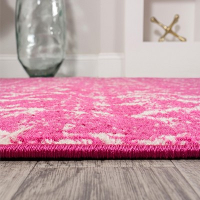 Fuchsia Ivory Trellis 5' x 8' Reversible Washable Rug