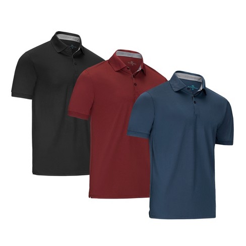Mio Marino - Designer Golf Polo Shirt - 3 Pack - Black,Burgundy,Navy, Size:  XX-Large