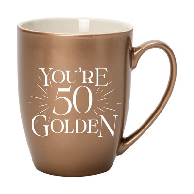 Elanze Designs You're 50 Golden Bronze 10 ounce New Bone China Coffee Cup Mug